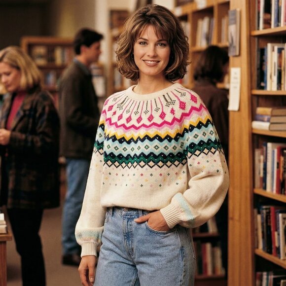 crown & ivy Sweaters - Crown & Ivy Women Luxe Fair Isle Colorful Knit Sweater XXL Preppy Coquette Chic